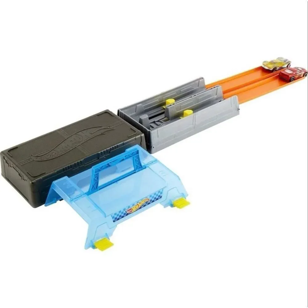 Hot Wheels Race Case Stunt Tracks Playset Dual Launcher 2 Cars Storage Case New